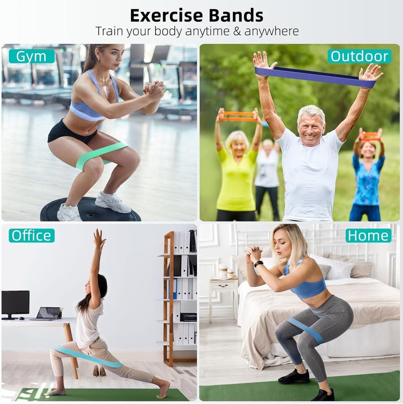 RenoJ Resistance Bands for Working Out, 5-Pack Elastic Loop Exercise Bands for Strength Training Stretching, Home Gym Equipment for Pilates Yoga Physical Therapy, Leg Glute Arm Workout Kit for Women Men - Image 3